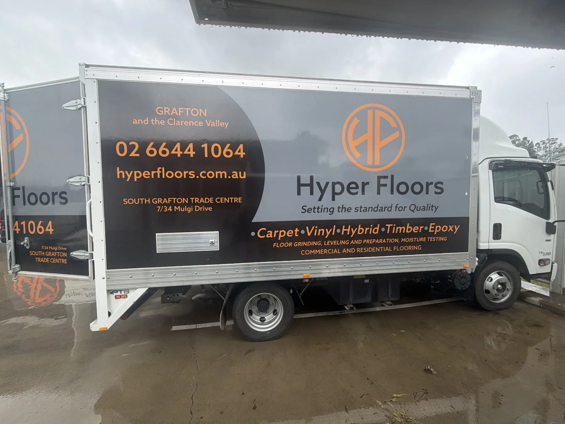 Box truck wrapped for Hyper Floors, Grafton